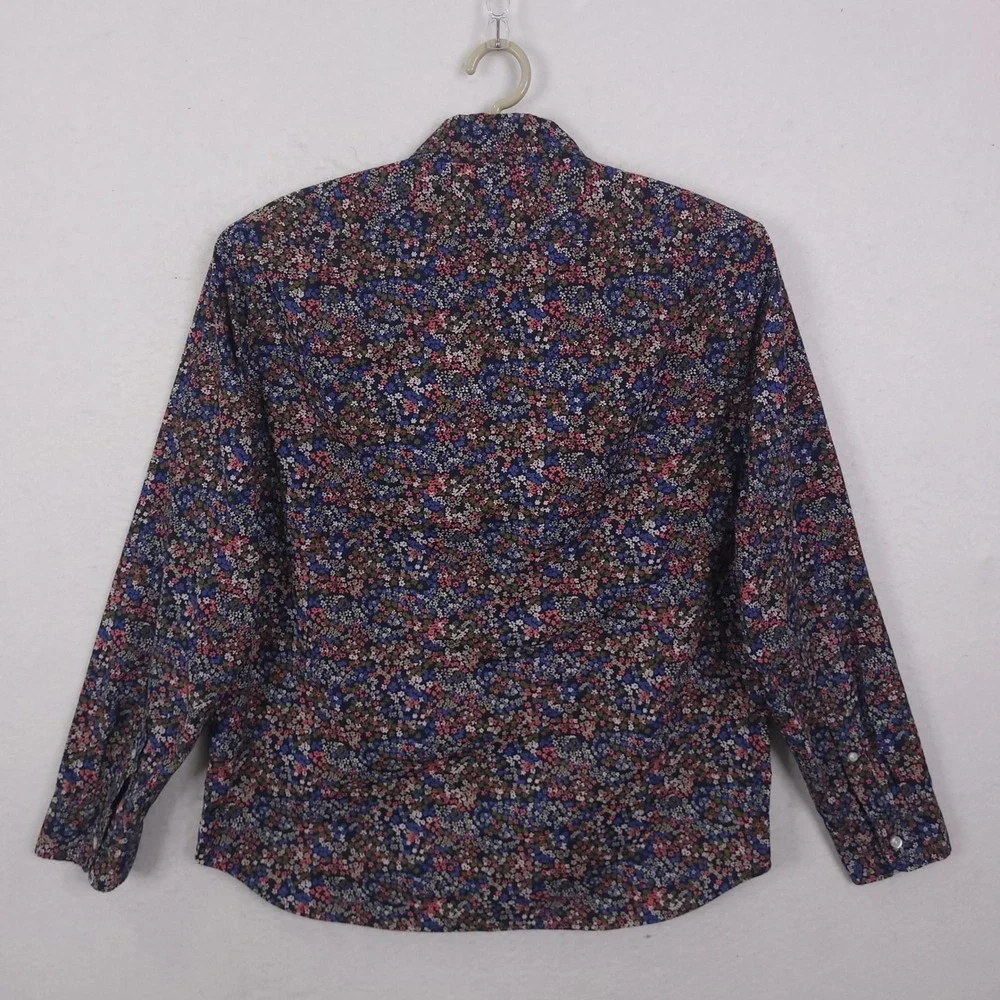 J.Crew Button Down Shirt Mens L Navy Floral Flex Washed Classic Fit Long Sleeve